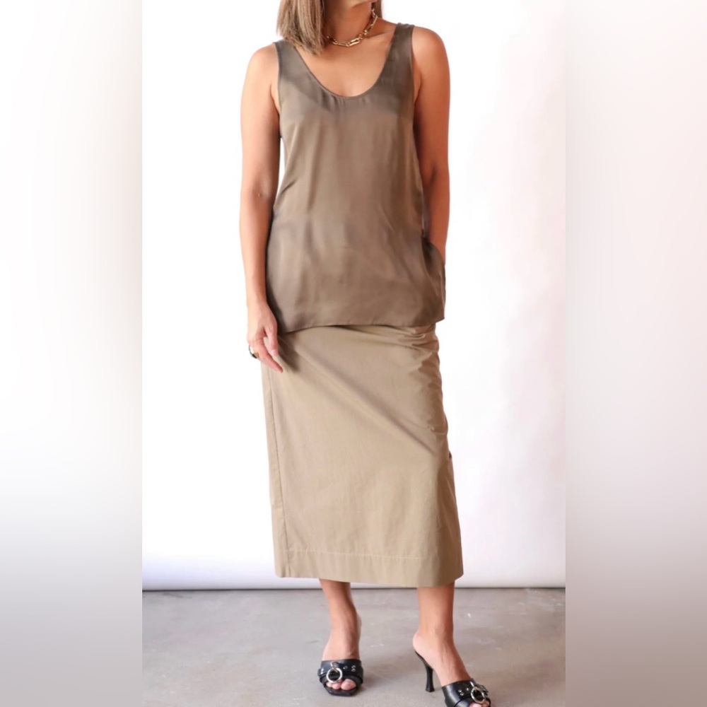 GAUCHERE Paris Cotton Skirt Olive Green EU 40/ US 8/10 Medium